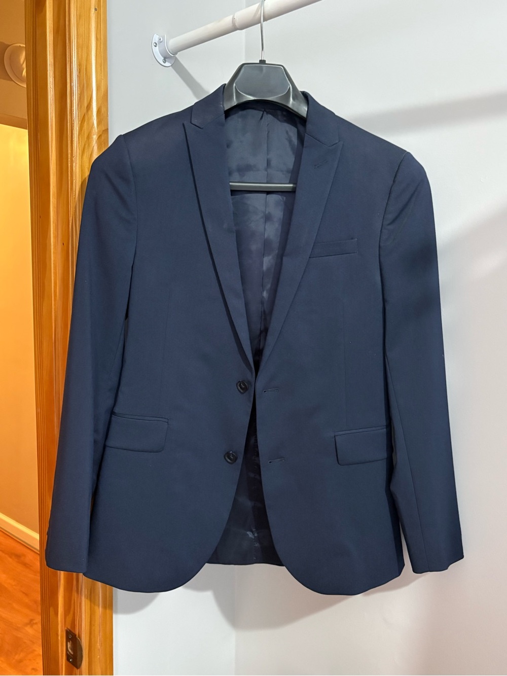 jf j.ferrar Men's Navy Two-Button Sport Coat